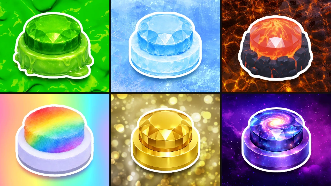 Choose One Button: Slime, Ice, Lava, Rainbow, Gold, Galaxy