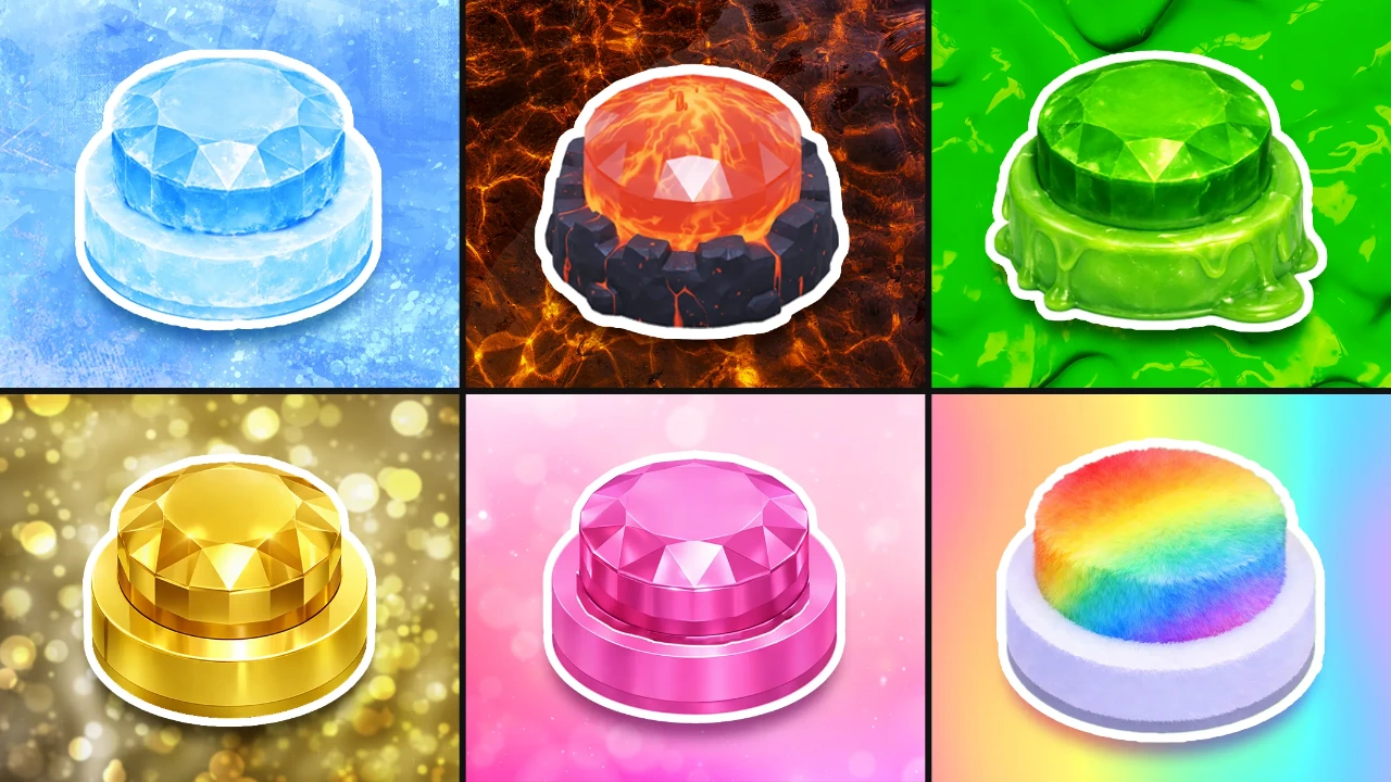 Choose One Button: Ice, Lava, Slime, Gold, Pink, Rainbow