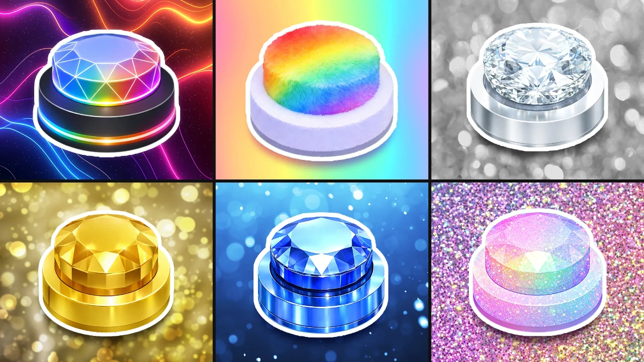 Choose One Button: Neon, Rainbow, Diamond, Gold, Blue, Glitter