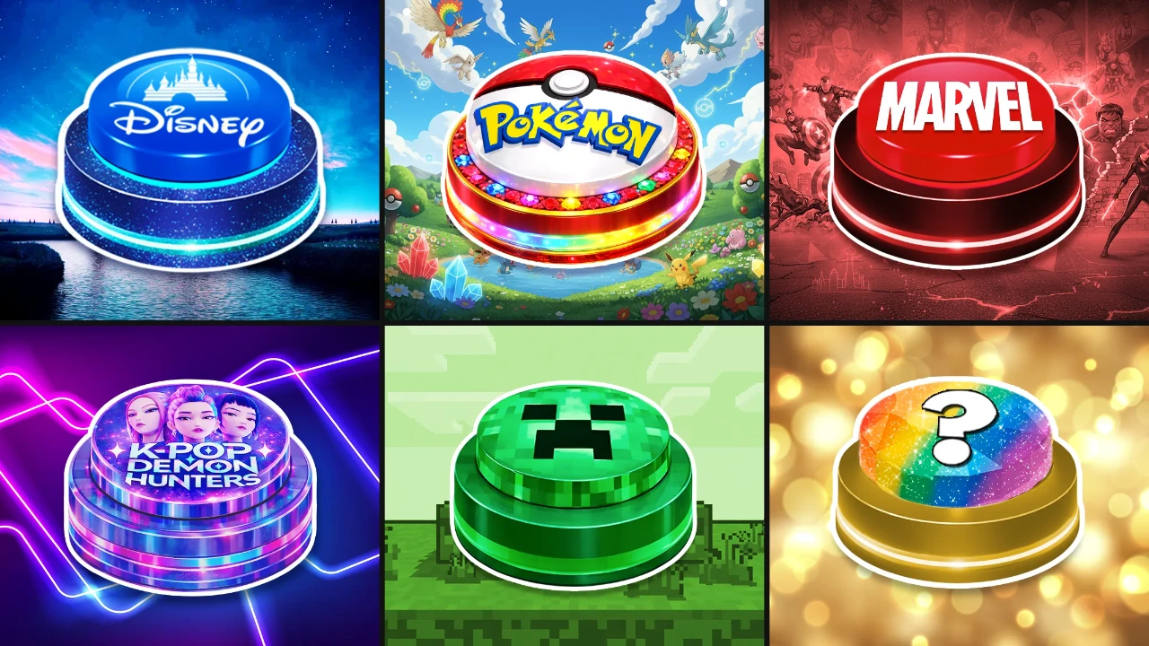 Choose One Button: Disney, Pokémon, Marvel, KPOP Demon Hunters, Minecraft, Mystery