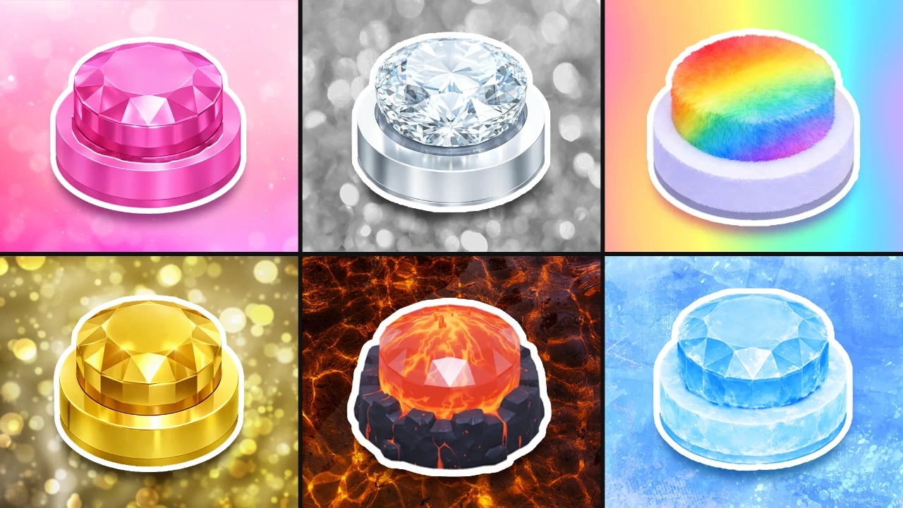 Choose One Button: Pink, Diamond, Rainbow, Gold, Lava, or Ice